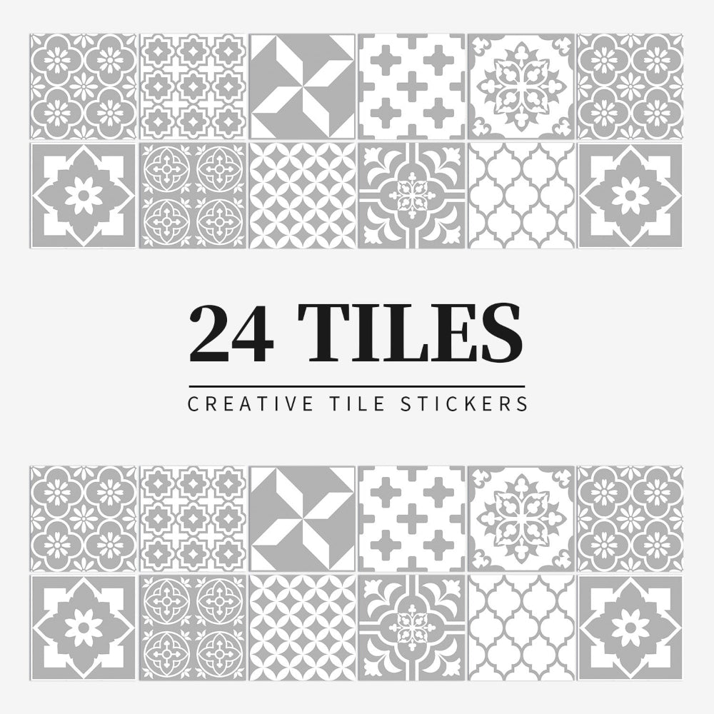 Stickers muraux adhésifs inspiration mandala portugais pour carrelage cuisine et salle de bains lot 24 pièces | Koossa