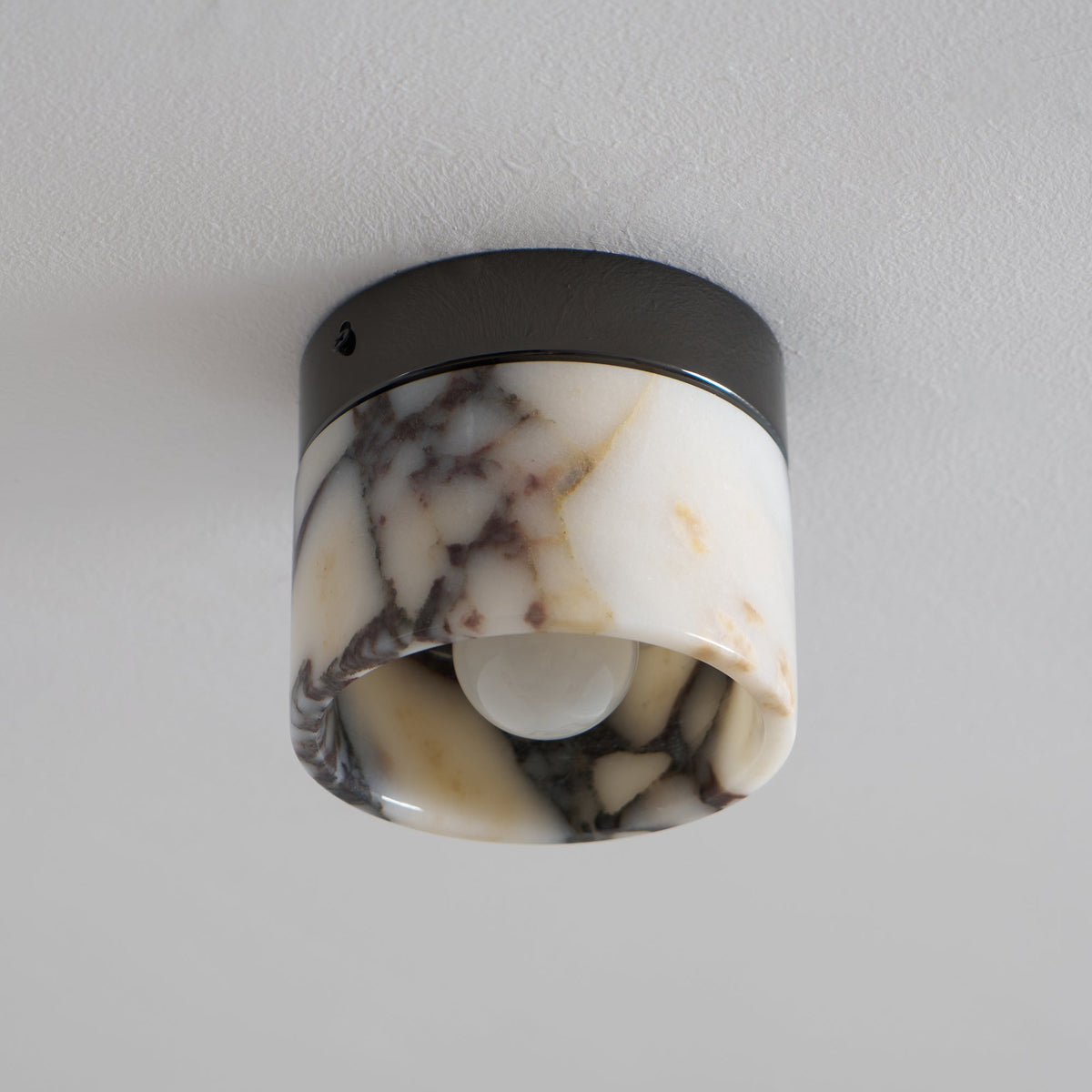 Round Marble Flush Mount Ceiling Light with Glass Shade 4.7 in – Modern Semi-Flush Fixture for Bedroom Hallway Entryway Kitchen Dining Room | Lonoma