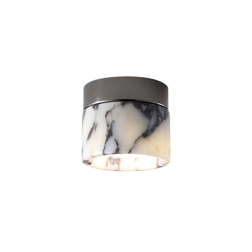 Round Marble Flush Mount Ceiling Light with Glass Shade 4.7 in – Modern Semi-Flush Fixture for Bedroom Hallway Entryway Kitchen Dining Room | Lonoma