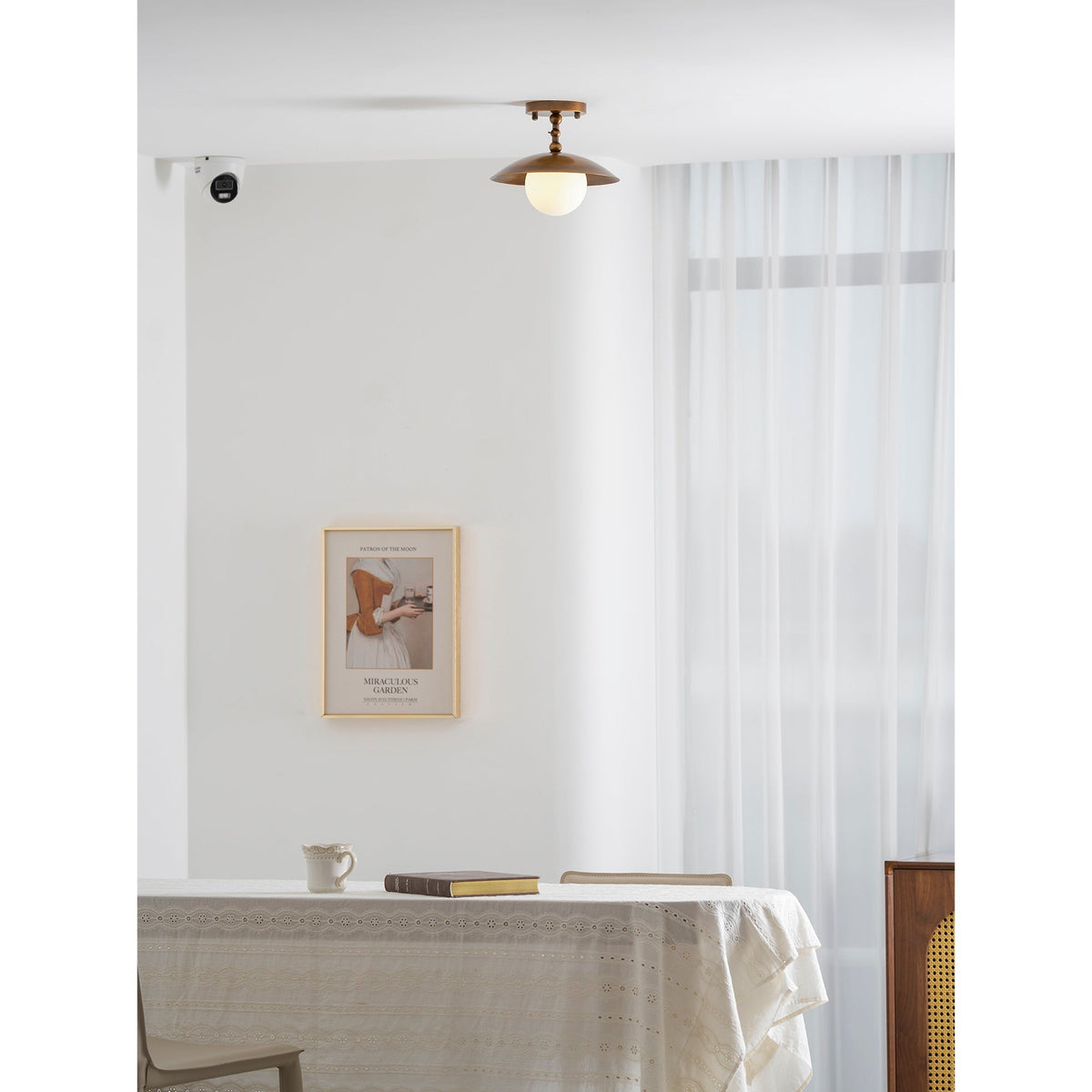 Semi-Flush Ceiling Light 10 in Brass Glass Shade Modern Fixture for Kitchen Hallway Bedroom Entryway | Lonoma