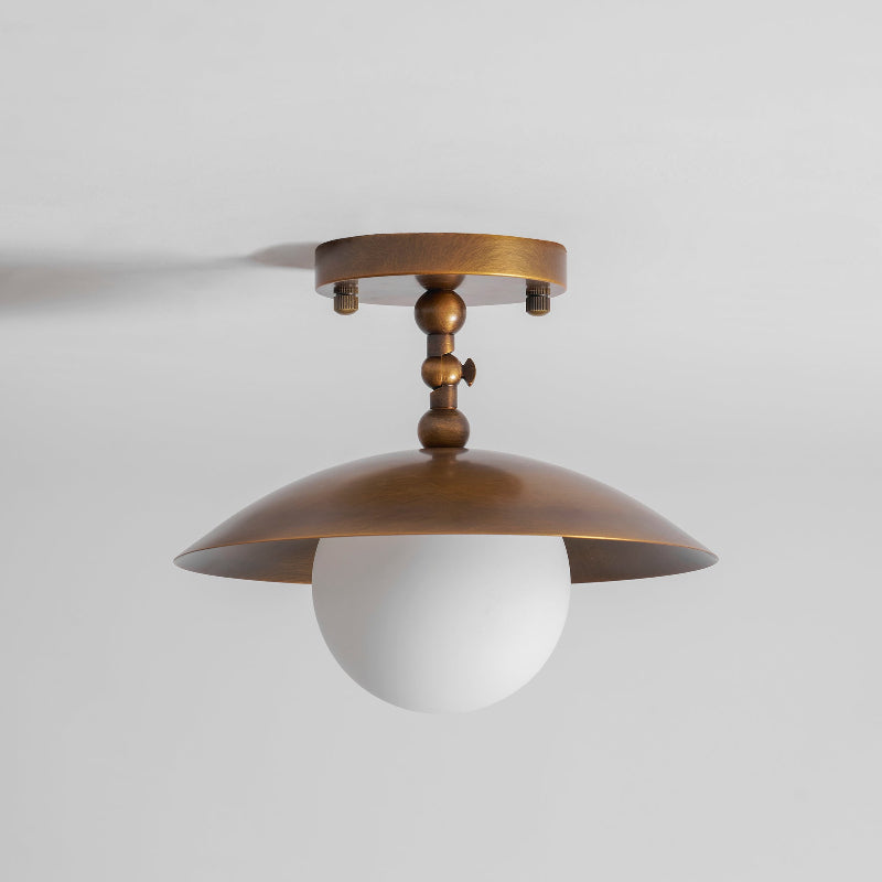 Semi-Flush Ceiling Light 10 in Brass Glass Shade Modern Fixture for Kitchen Hallway Bedroom Entryway | Lonoma