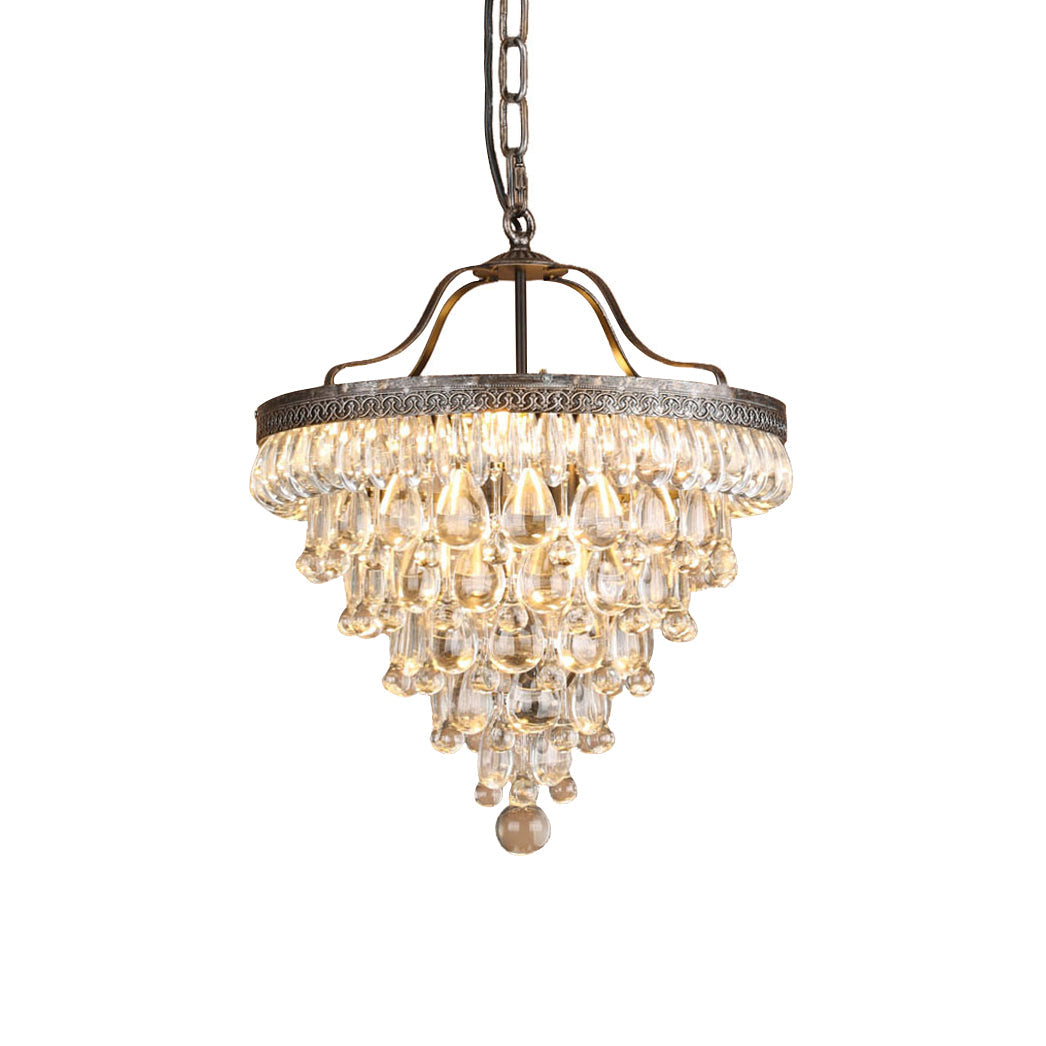Crystal Drop Chandelier Antique Bronze Finish Multi Light Pendant Dining Room Living Room Foyer Statement Lighting Adjustable Chain | Lonoma