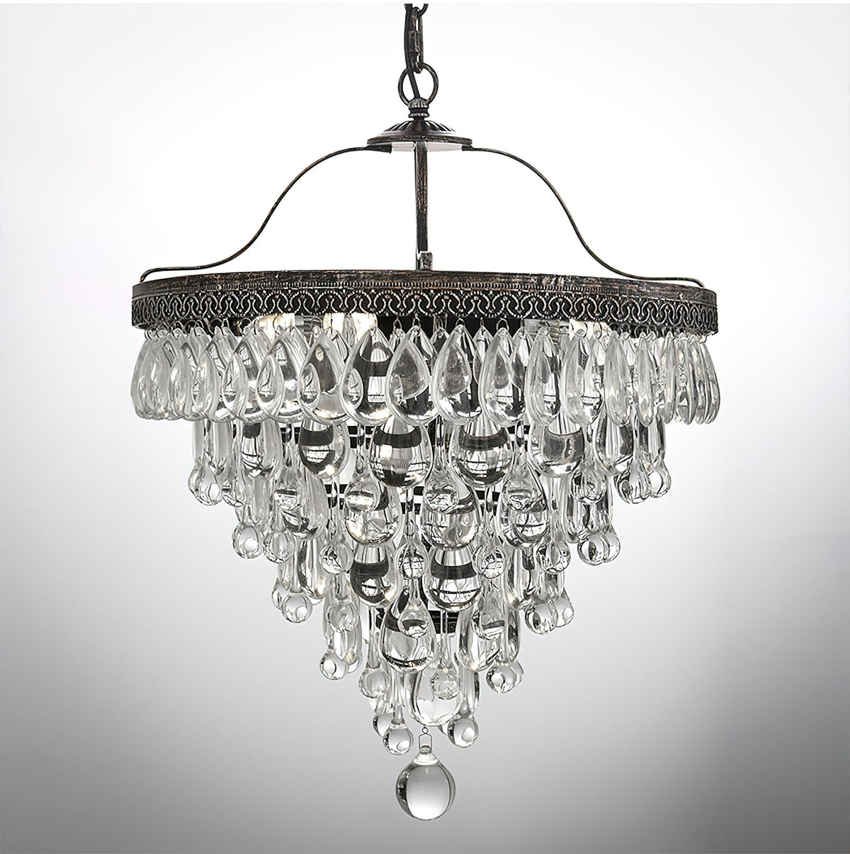 Crystal Drop Chandelier Antique Bronze Finish Multi Light Pendant Dining Room Living Room Foyer Statement Lighting Adjustable Chain | Lonoma