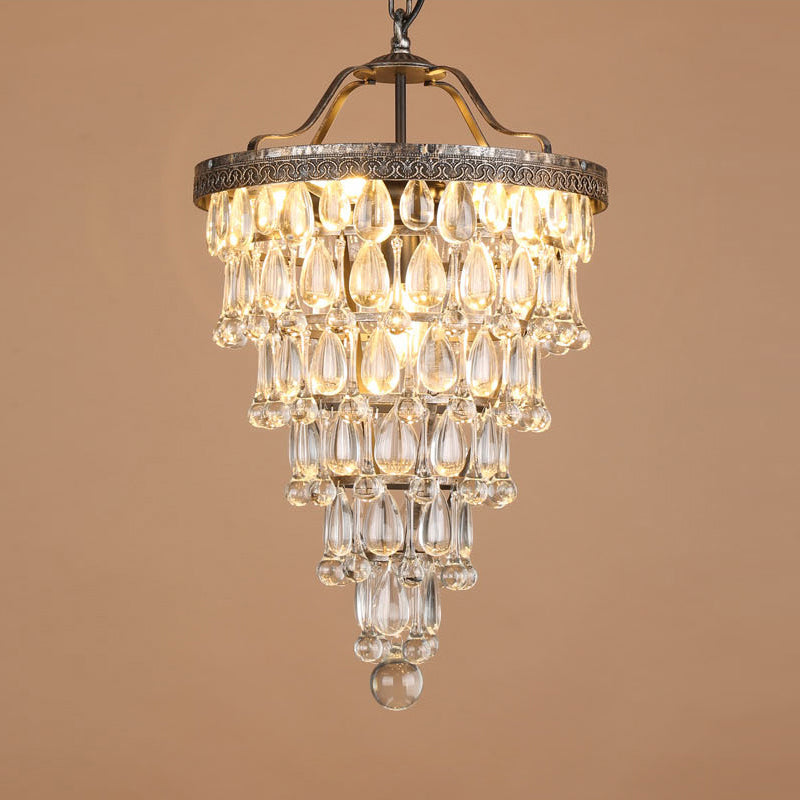 Crystal Drop Chandelier Antique Bronze Finish Multi Light Pendant Dining Room Living Room Foyer Statement Lighting Adjustable Chain | Lonoma