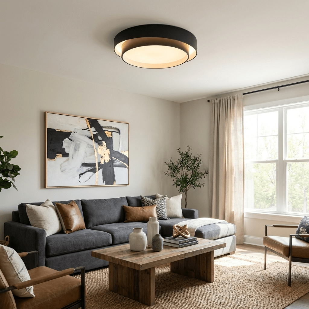 Plafonnier LED Cylindrique Fer Acryl Blanc Gris Noir Salon Chambre Ø40 Ø50 Ø60 cm Dimmable 3000K 4000K 6000K | Koossa