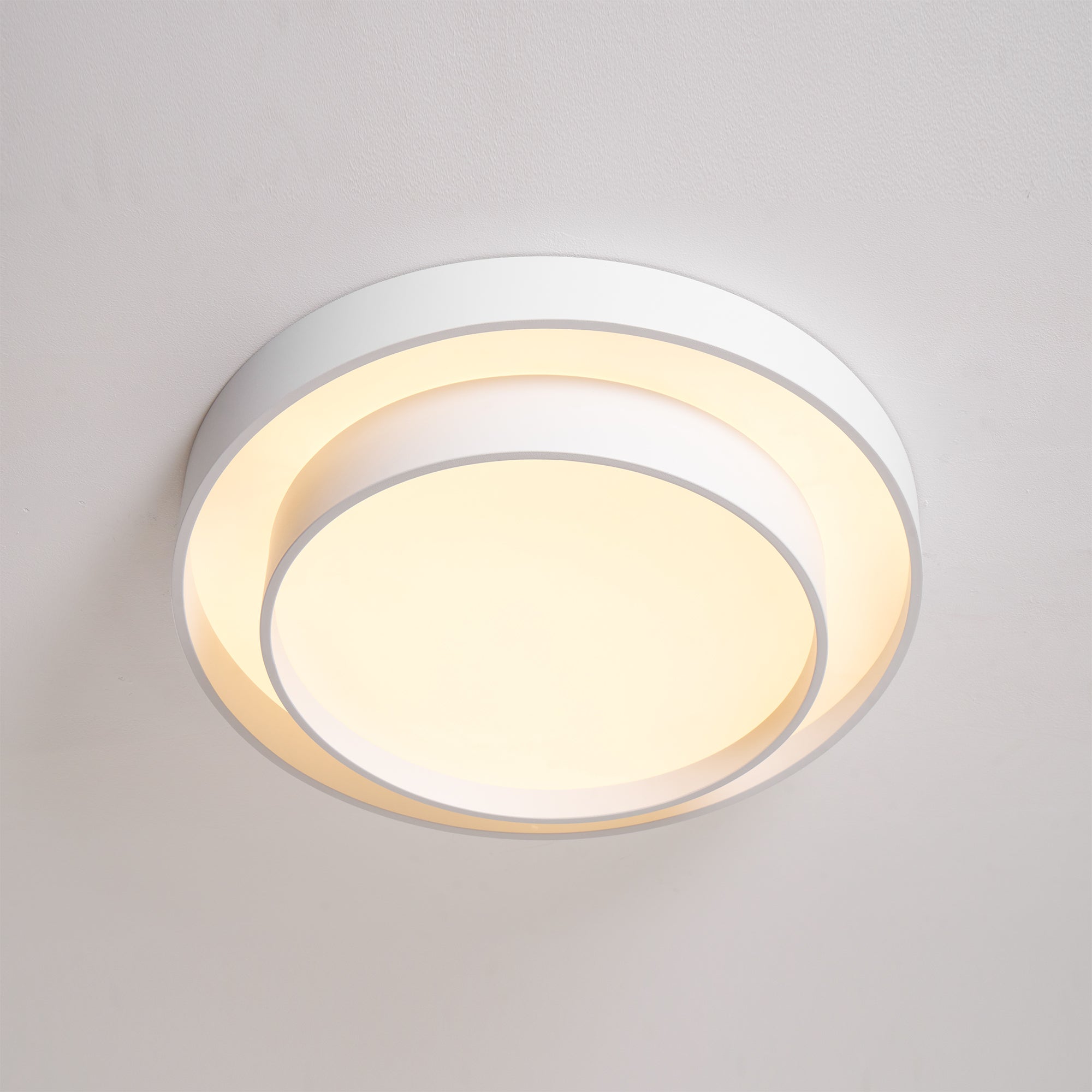 Plafonnier LED Cylindrique Fer Acryl Blanc Gris Noir Salon Chambre Ø40 Ø50 Ø60 cm Dimmable 3000K 4000K 6000K | Koossa