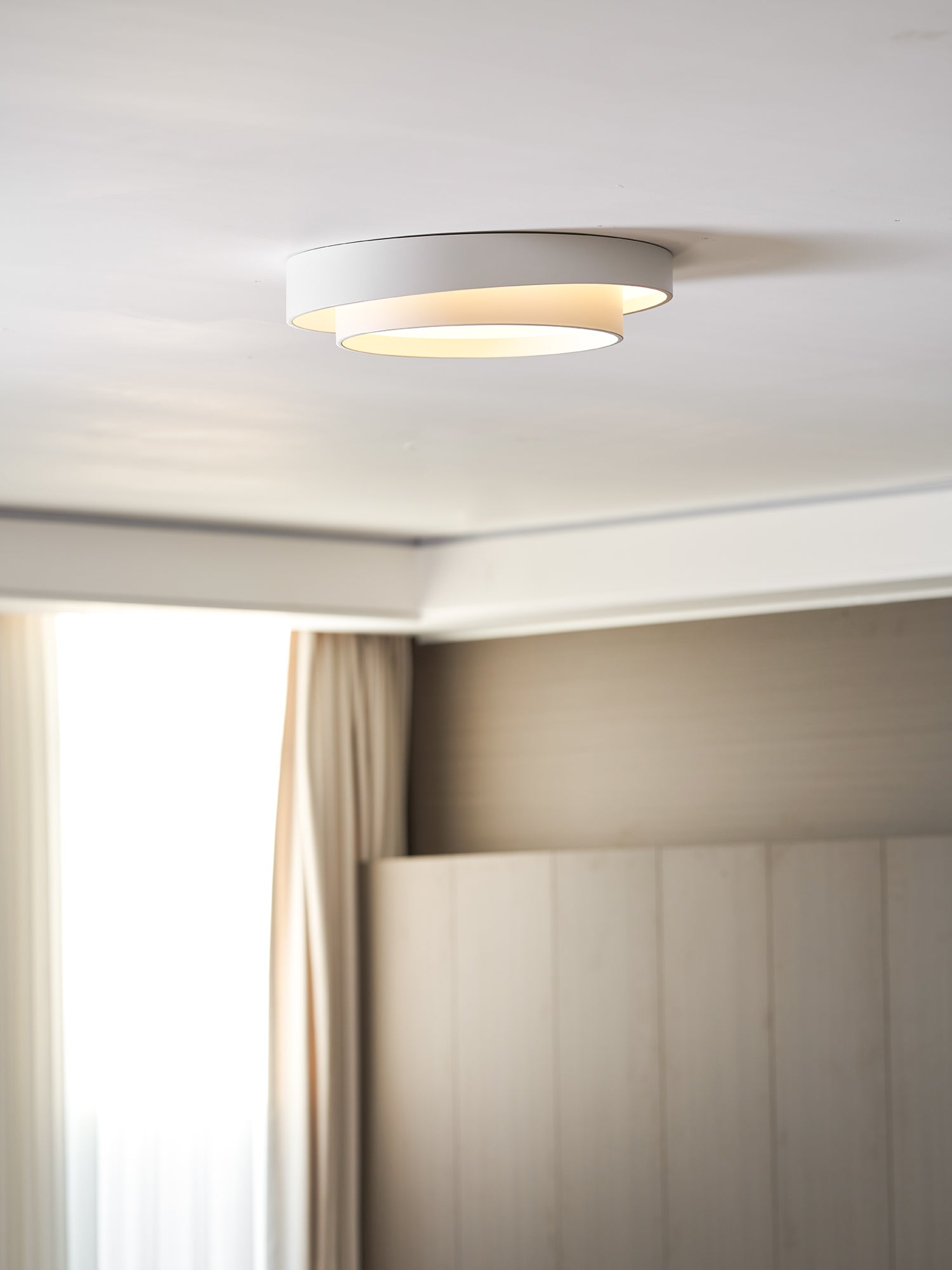 Plafonnier LED Cylindrique Fer Acryl Blanc Gris Noir Salon Chambre Ø40 Ø50 Ø60 cm Dimmable 3000K 4000K 6000K | Koossa