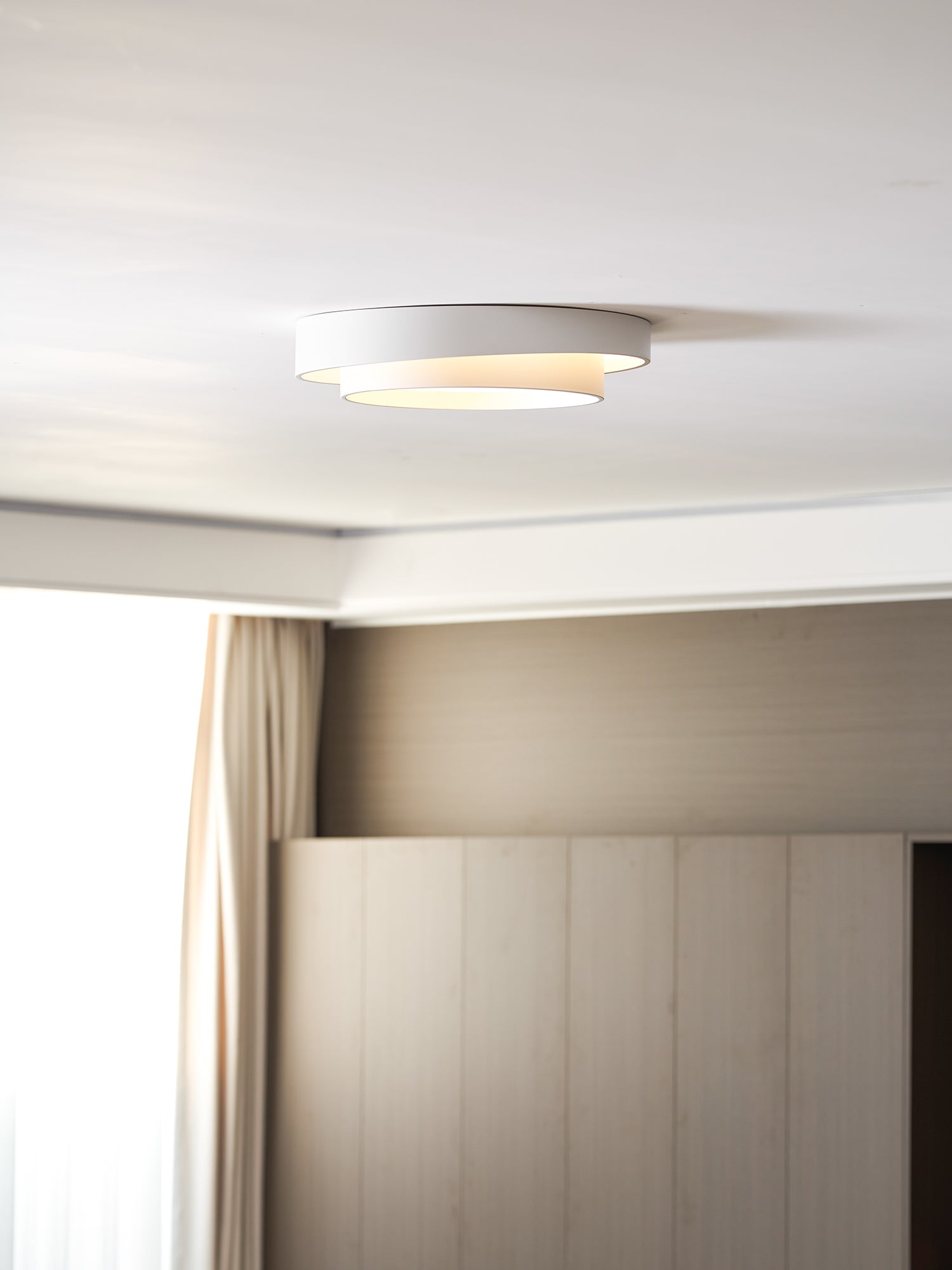Plafonnier LED Cylindrique Fer Acryl Blanc Gris Noir Salon Chambre Ø40 Ø50 Ø60 cm Dimmable 3000K 4000K 6000K | Koossa
