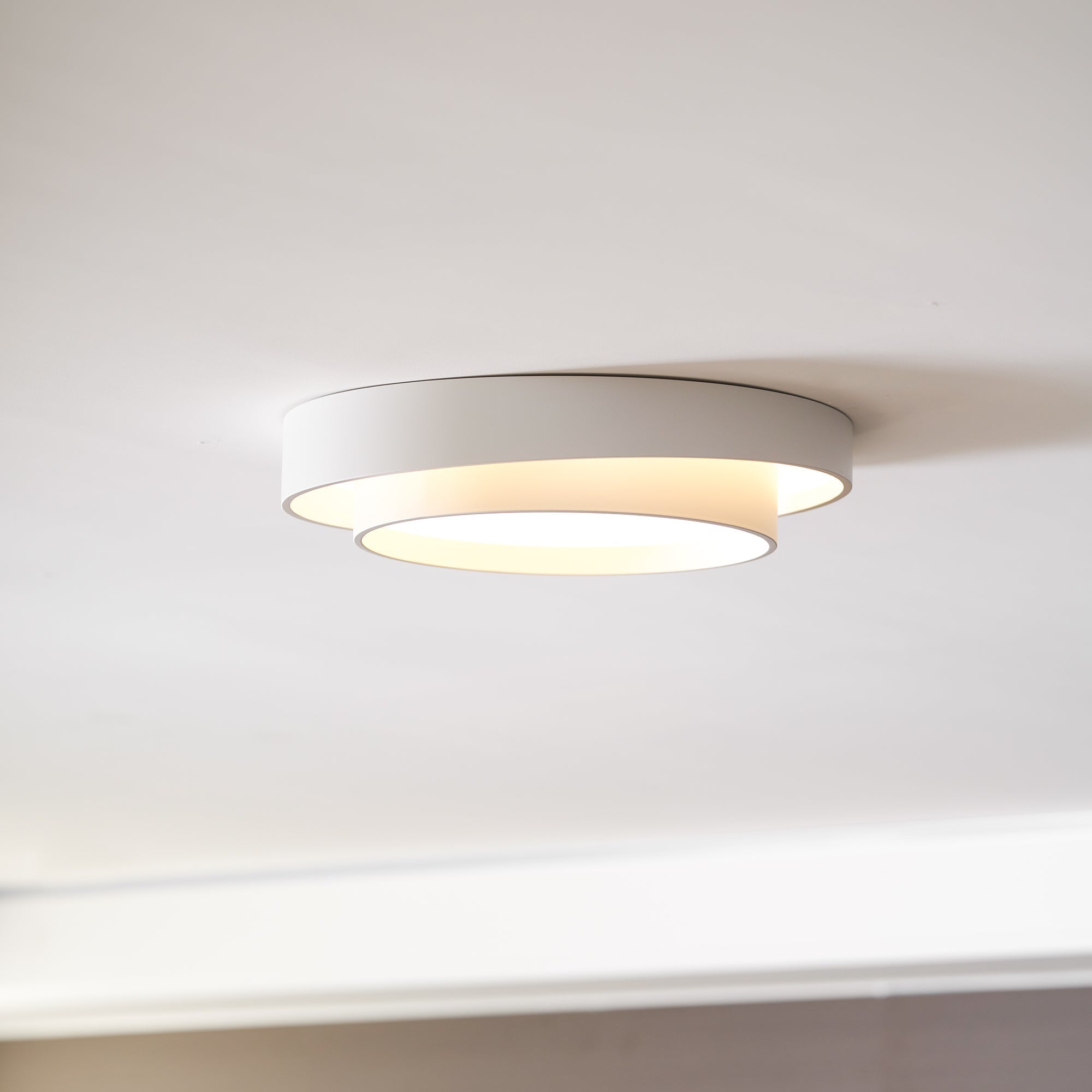 Plafonnier LED Cylindrique Fer Acryl Blanc Gris Noir Salon Chambre Ø40 Ø50 Ø60 cm Dimmable 3000K 4000K 6000K | Koossa