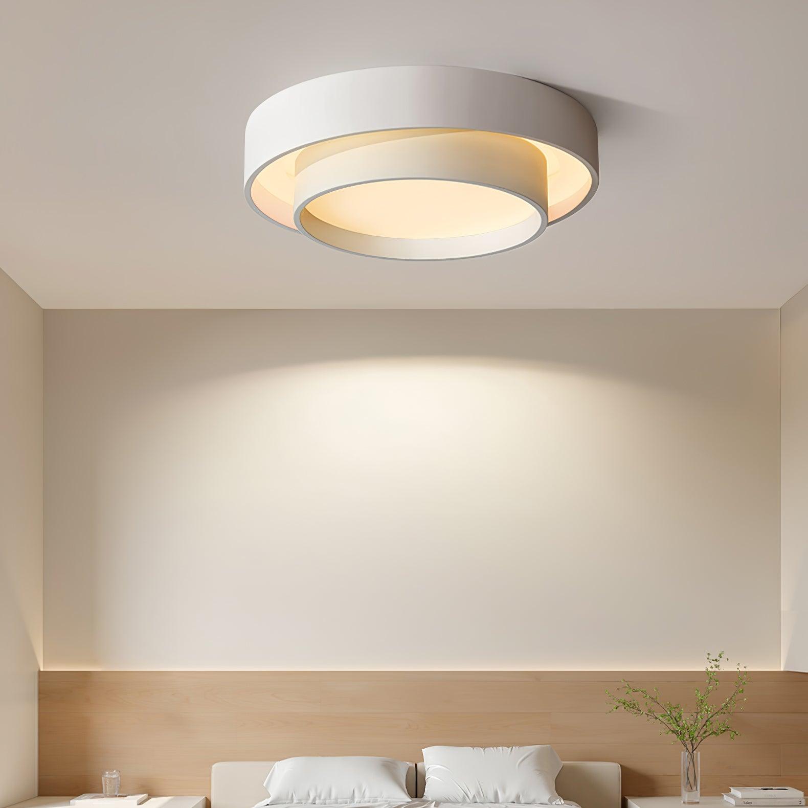 Plafonnier LED Cylindrique Fer Acryl Blanc Gris Noir Salon Chambre Ø40 Ø50 Ø60 cm Dimmable 3000K 4000K 6000K | Koossa
