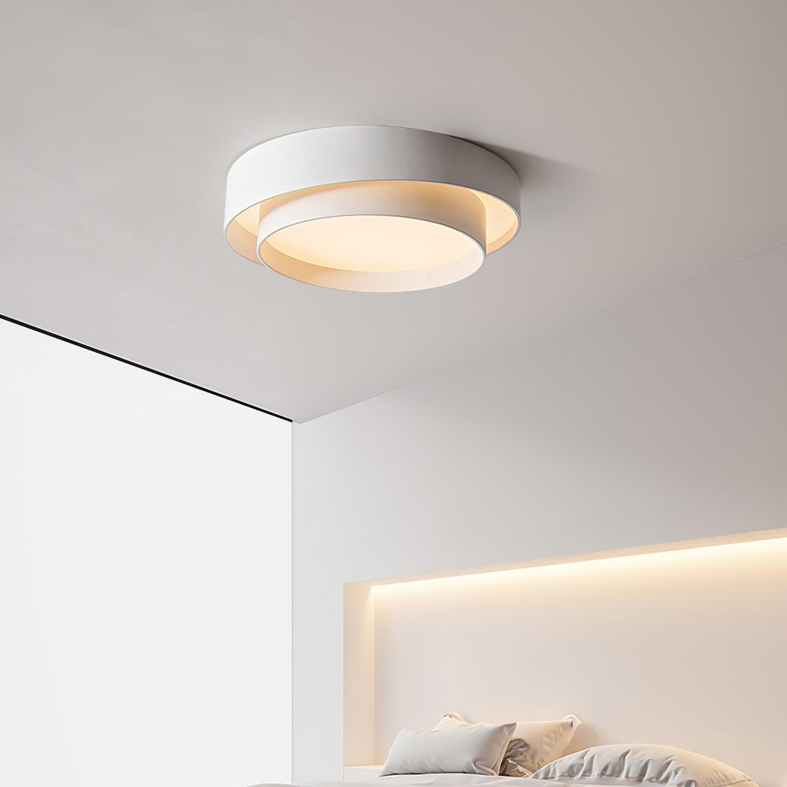 Plafonnier LED Cylindrique Fer Acryl Blanc Gris Noir Salon Chambre Ø40 Ø50 Ø60 cm Dimmable 3000K 4000K 6000K | Koossa
