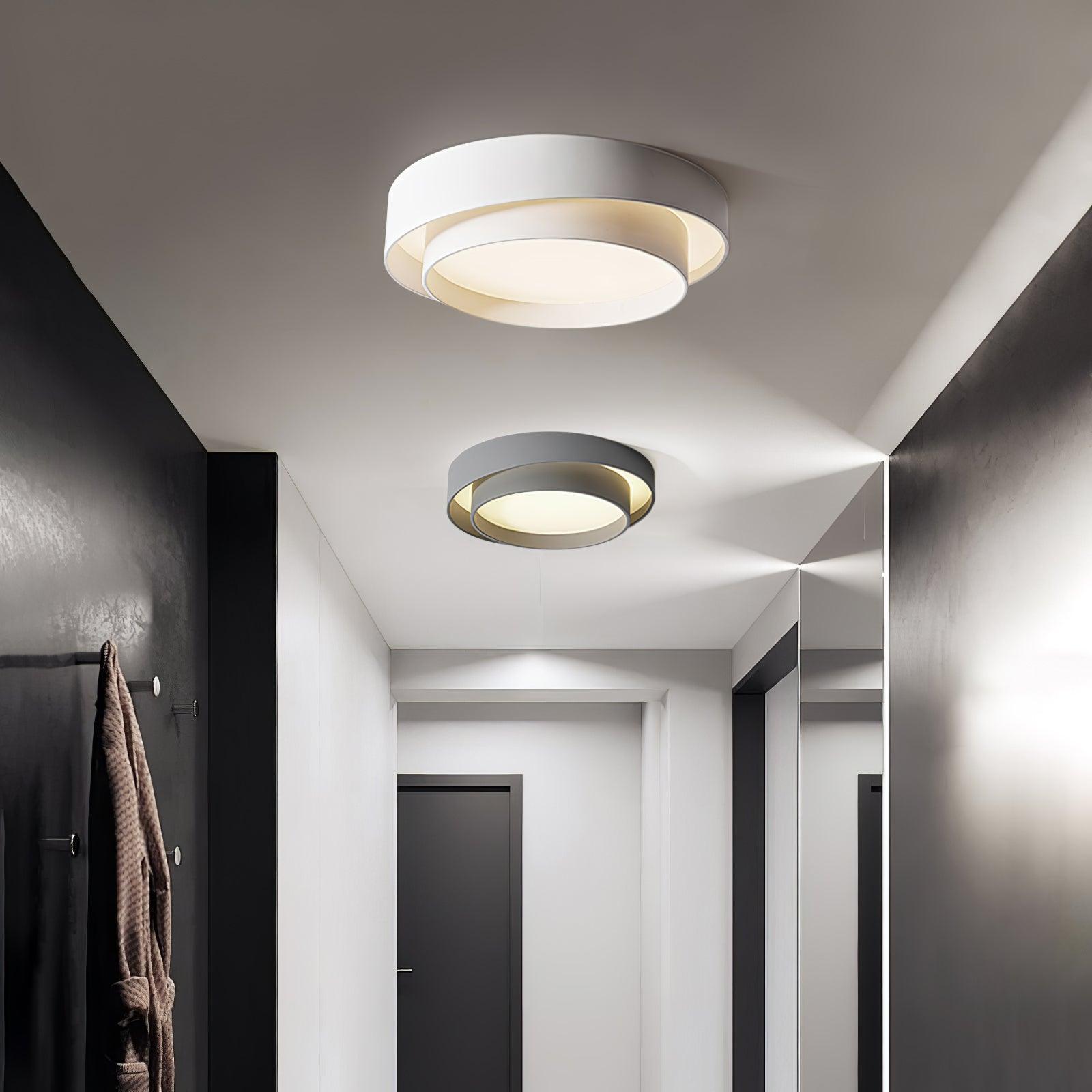 Plafonnier LED Cylindrique Fer Acryl Blanc Gris Noir Salon Chambre Ø40 Ø50 Ø60 cm Dimmable 3000K 4000K 6000K | Koossa