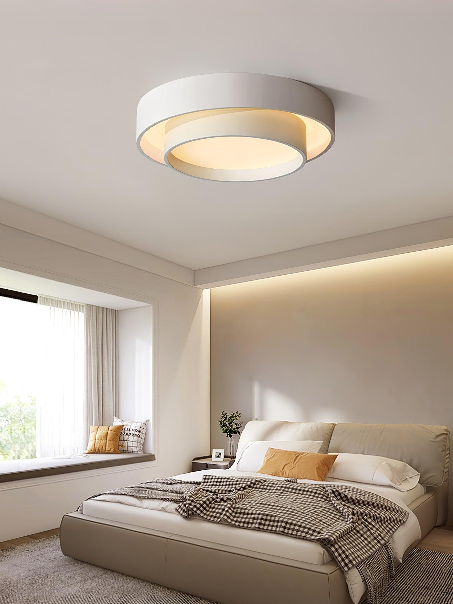 Plafonnier LED Cylindrique Fer Acryl Blanc Gris Noir Salon Chambre Ø40 Ø50 Ø60 cm Dimmable 3000K 4000K 6000K | Koossa