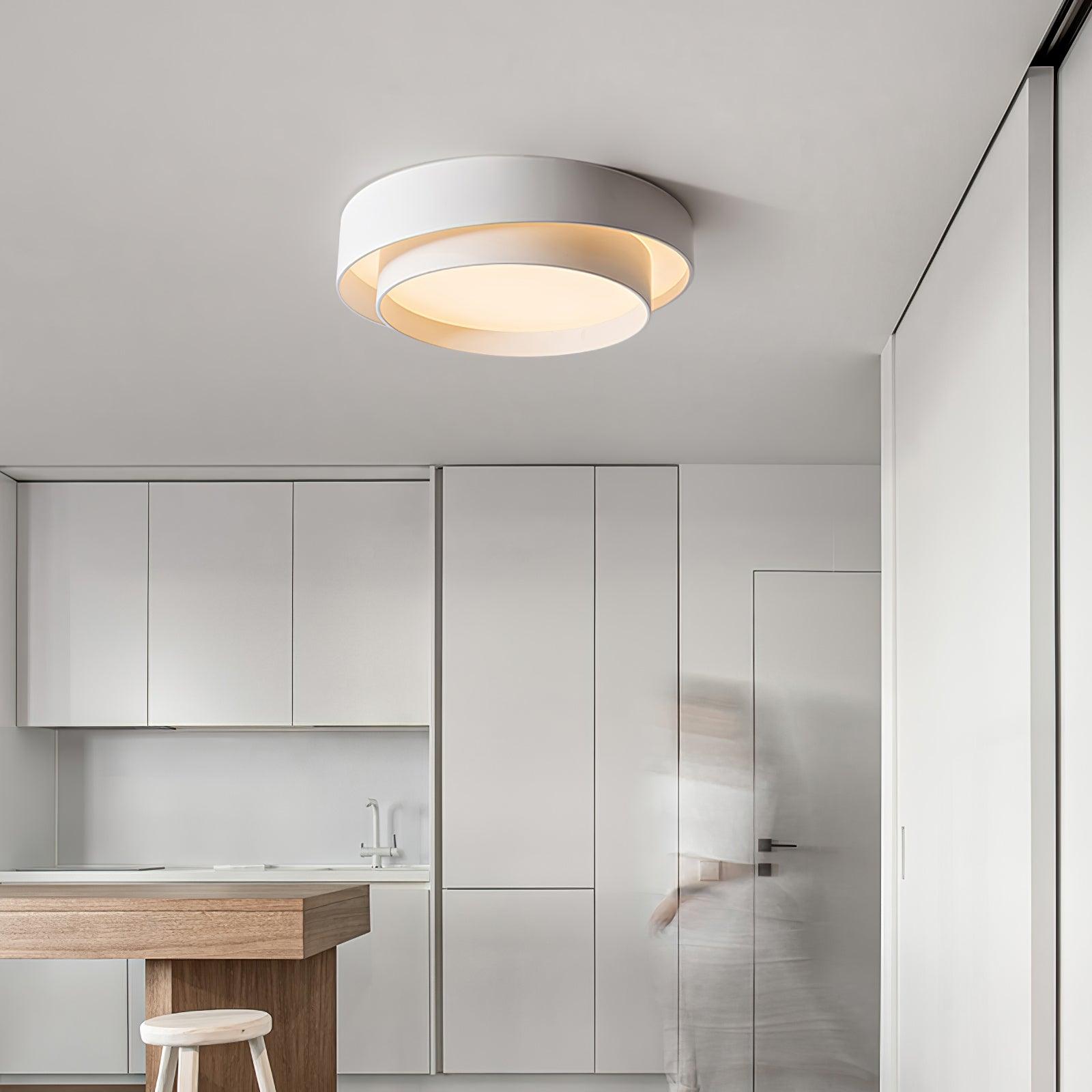 Plafonnier LED Cylindrique Fer Acryl Blanc Gris Noir Salon Chambre Ø40 Ø50 Ø60 cm Dimmable 3000K 4000K 6000K | Koossa
