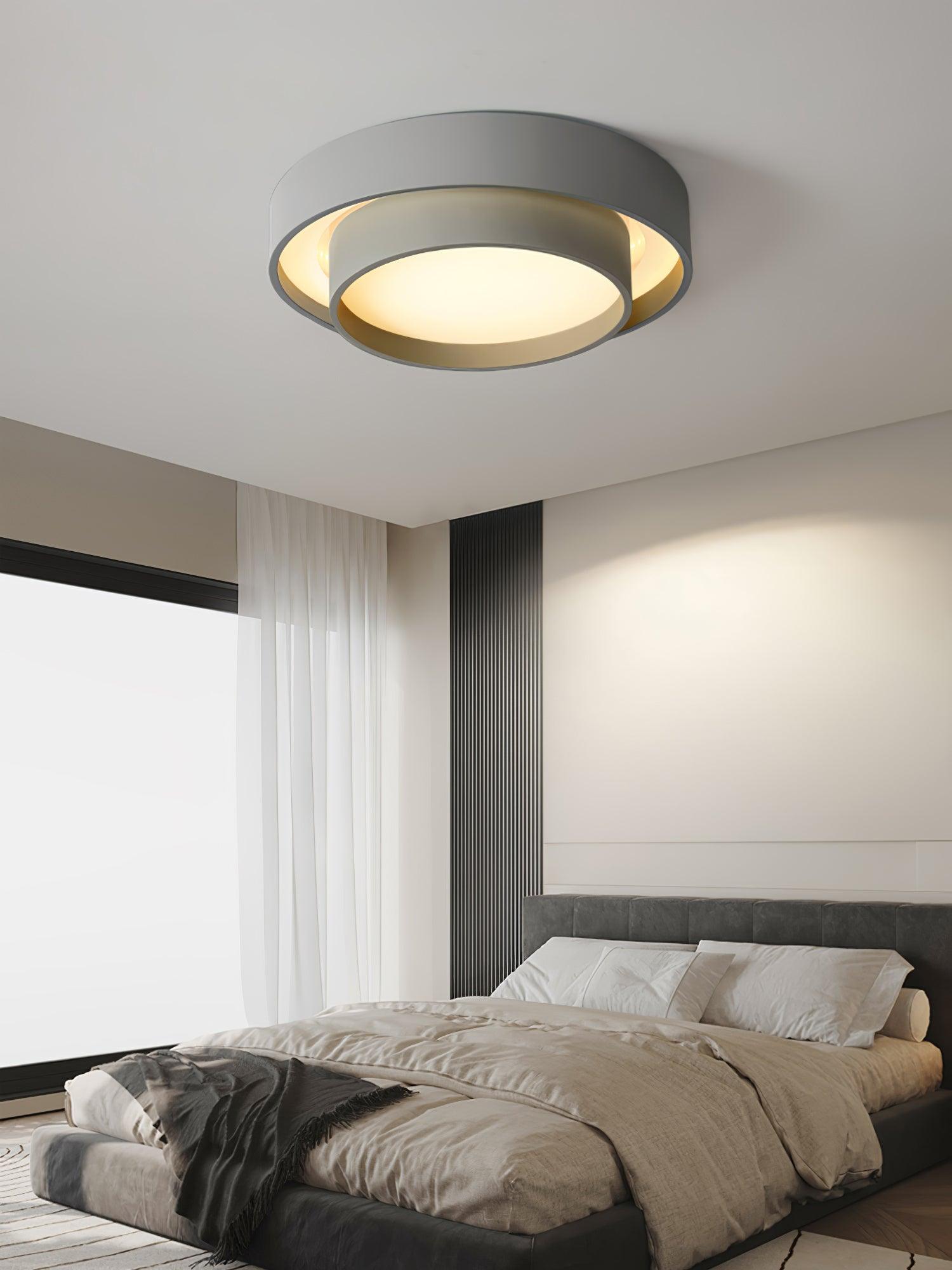 Plafonnier LED Cylindrique Fer Acryl Blanc Gris Noir Salon Chambre Ø40 Ø50 Ø60 cm Dimmable 3000K 4000K 6000K | Koossa