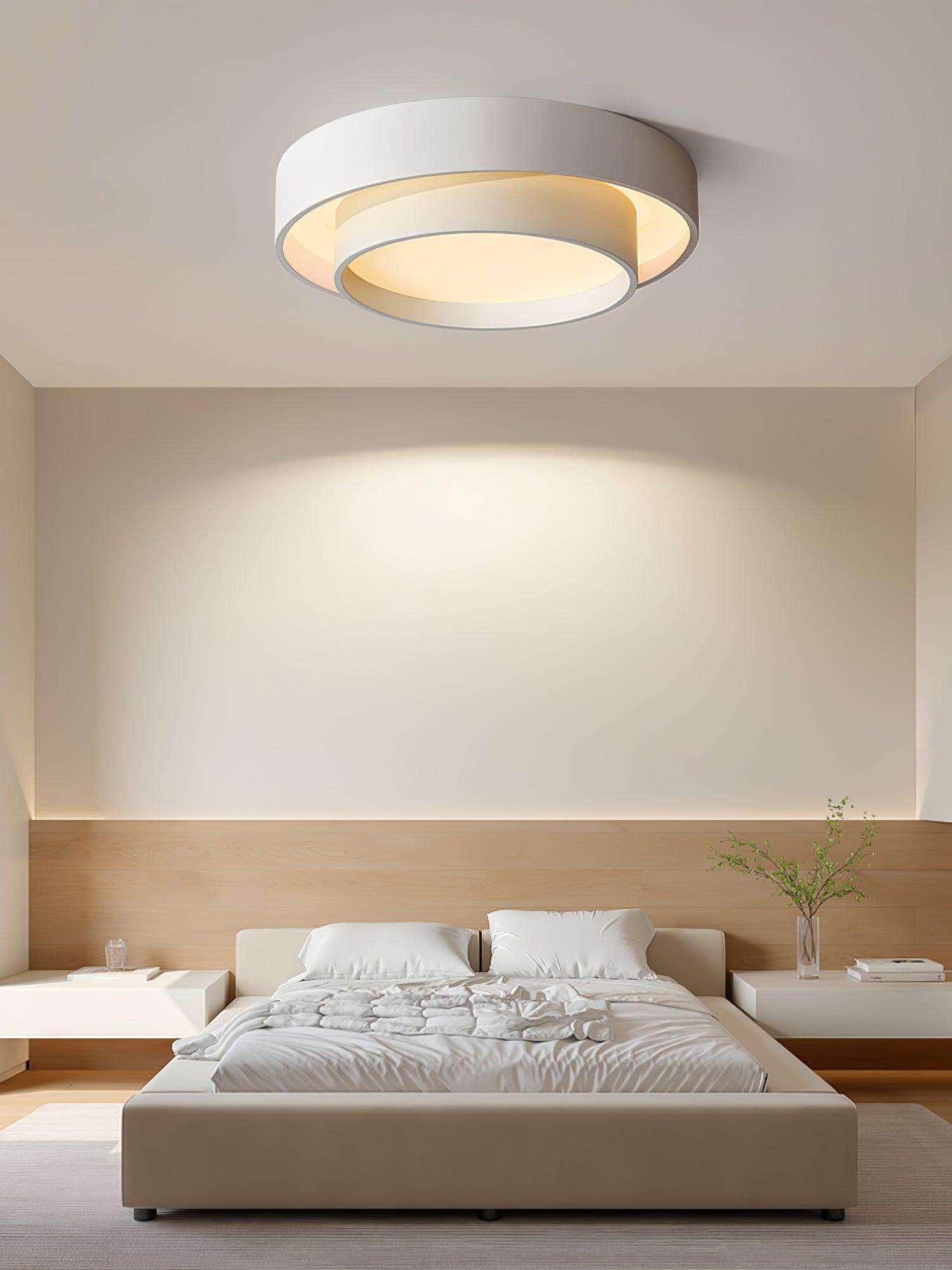 Plafonnier LED Cylindrique Fer Acryl Blanc Gris Noir Salon Chambre Ø40 Ø50 Ø60 cm Dimmable 3000K 4000K 6000K | Koossa