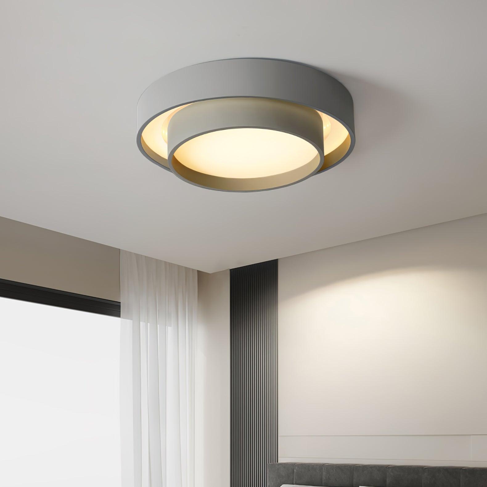 Plafonnier LED Cylindrique Fer Acryl Blanc Gris Noir Salon Chambre Ø40 Ø50 Ø60 cm Dimmable 3000K 4000K 6000K | Koossa