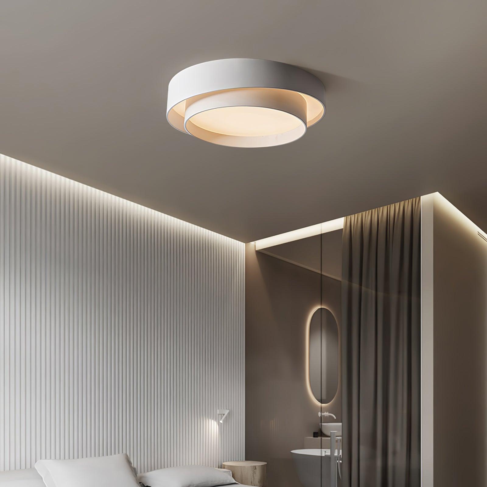 Plafonnier LED Cylindrique Fer Acryl Blanc Gris Noir Salon Chambre Ø40 Ø50 Ø60 cm Dimmable 3000K 4000K 6000K | Koossa