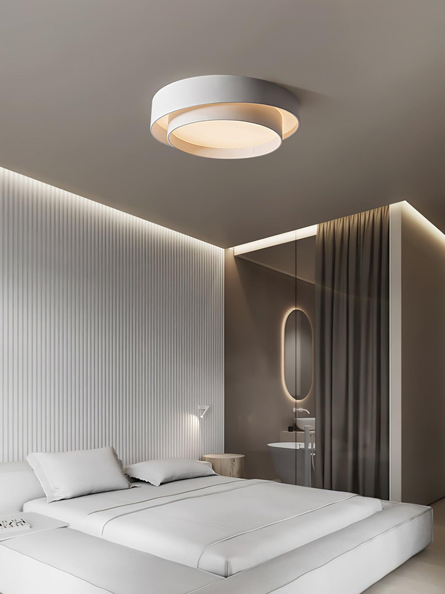 Plafonnier LED Cylindrique Fer Acryl Blanc Gris Noir Salon Chambre Ø40 Ø50 Ø60 cm Dimmable 3000K 4000K 6000K | Koossa