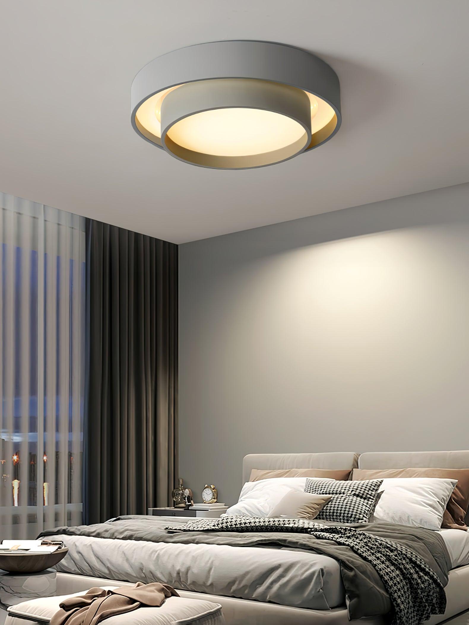 Plafonnier LED Cylindrique Fer Acryl Blanc Gris Noir Salon Chambre Ø40 Ø50 Ø60 cm Dimmable 3000K 4000K 6000K | Koossa