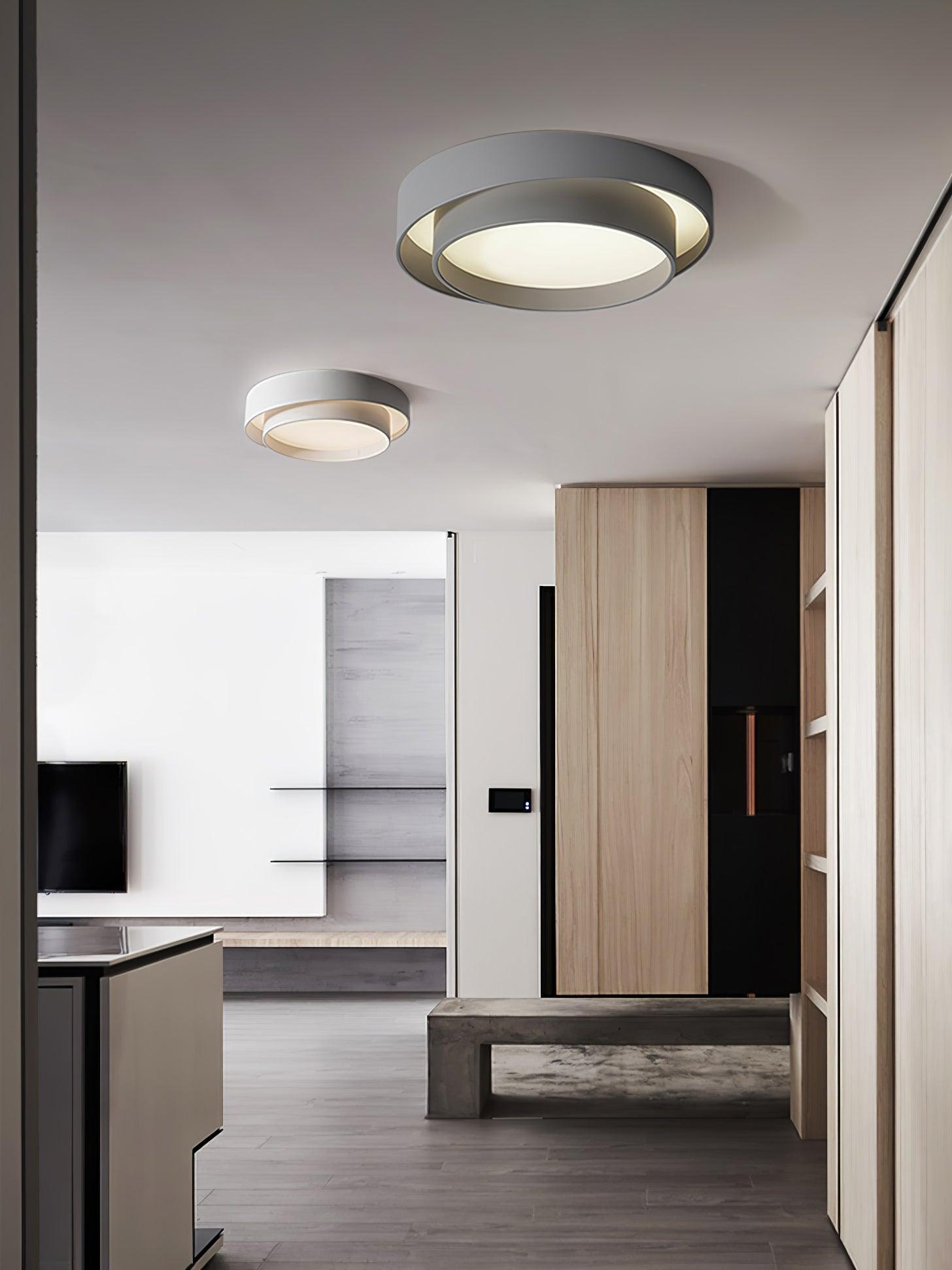 Plafonnier LED Cylindrique Fer Acryl Blanc Gris Noir Salon Chambre Ø40 Ø50 Ø60 cm Dimmable 3000K 4000K 6000K | Koossa