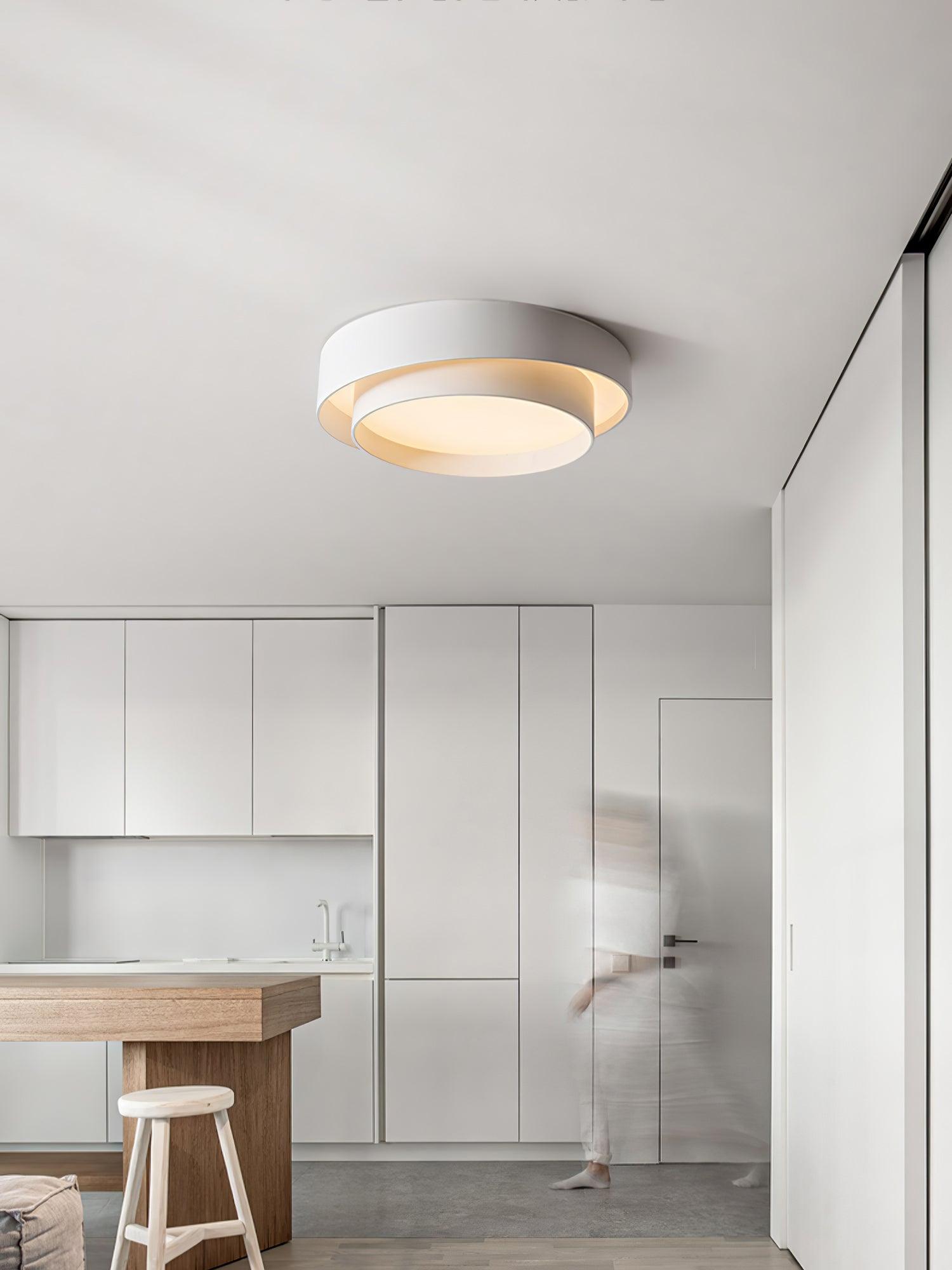Plafonnier LED Cylindrique Fer Acryl Blanc Gris Noir Salon Chambre Ø40 Ø50 Ø60 cm Dimmable 3000K 4000K 6000K | Koossa