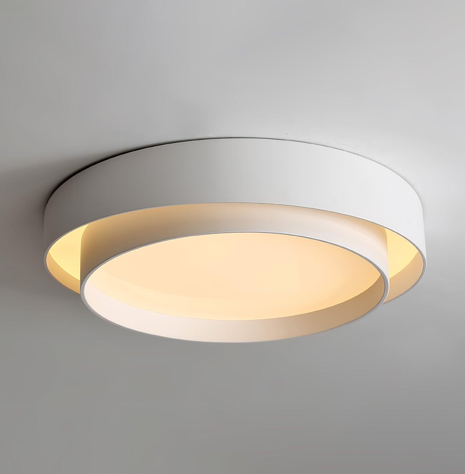 Plafonnier LED Cylindrique Fer Acryl Blanc Gris Noir Salon Chambre Ø40 Ø50 Ø60 cm Dimmable 3000K 4000K 6000K | Koossa