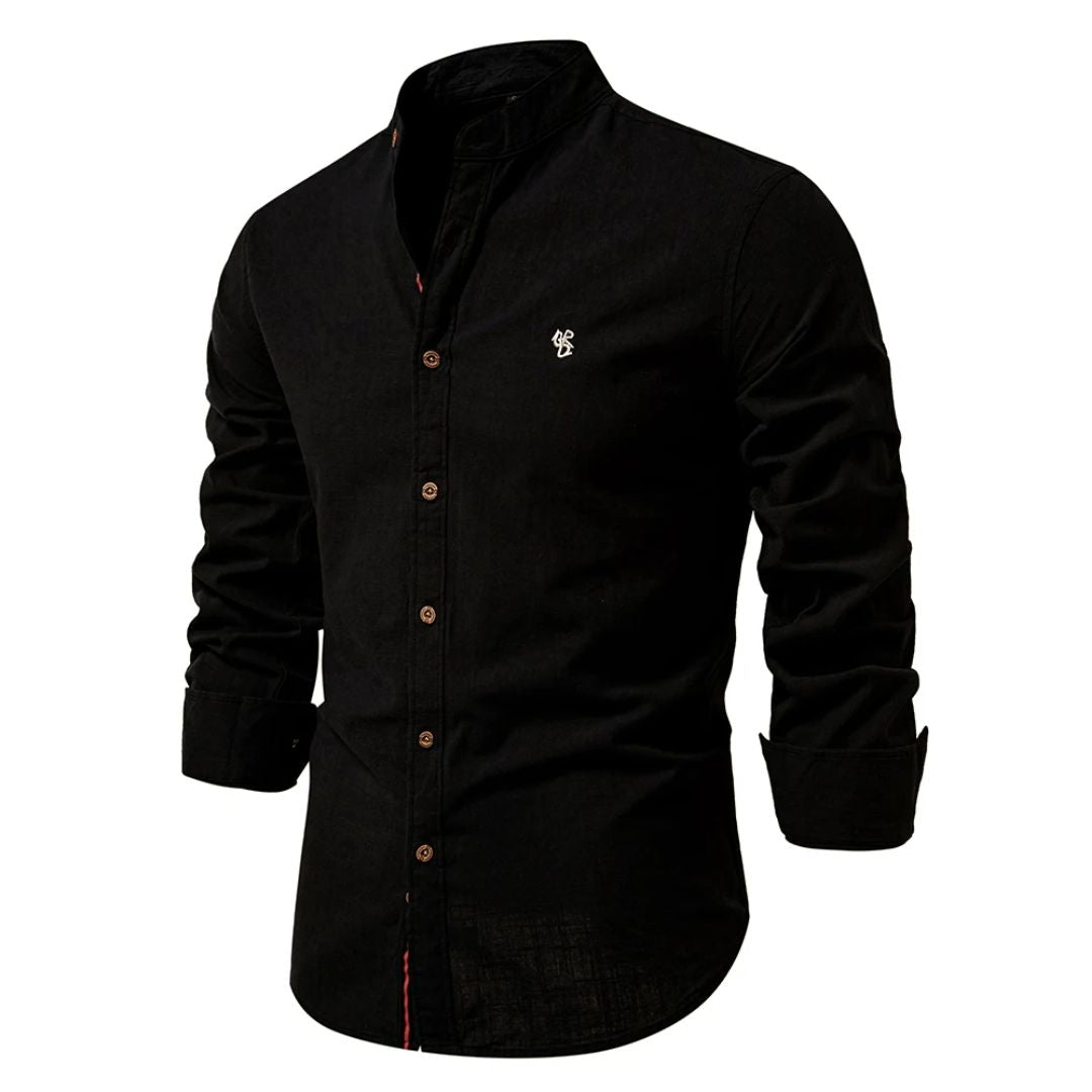 Men's Classic Long-Sleeved Shirt with Stand Collar — Smart Casual Shirt for Office & Special Occasions | Koossa