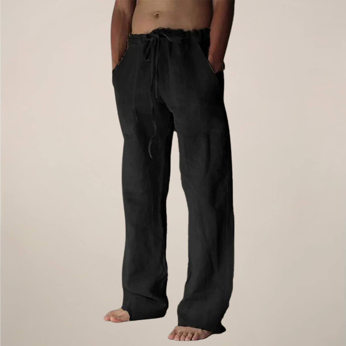 Men's Wide-Leg Relaxed Trousers in Breathable Cotton Twill – Casual Tailored Bottoms for Warm Weather | Koossa
