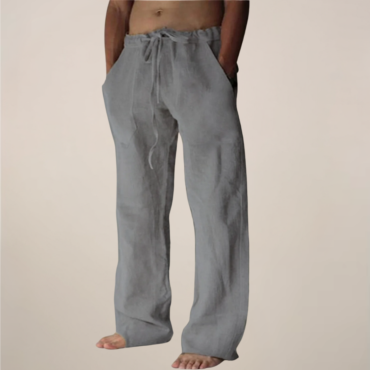 Men's Wide-Leg Relaxed Trousers in Breathable Cotton Twill – Casual Tailored Bottoms for Warm Weather | Koossa