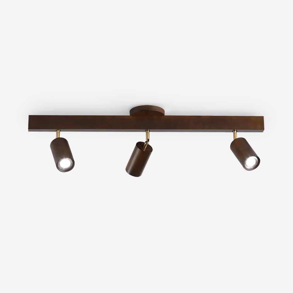 Adjustable Track Light with Wood Accent - 2/3/4/5 Spotlight Heads - Ceiling Mount LED - Warm Light for Kitchen, Hallway, Living Room | Lonoma