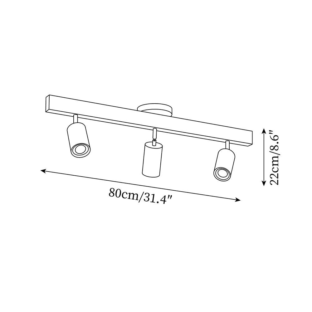 Adjustable Track Light with Wood Accent - 2/3/4/5 Spotlight Heads - Ceiling Mount LED - Warm Light for Kitchen, Hallway, Living Room | Lonoma