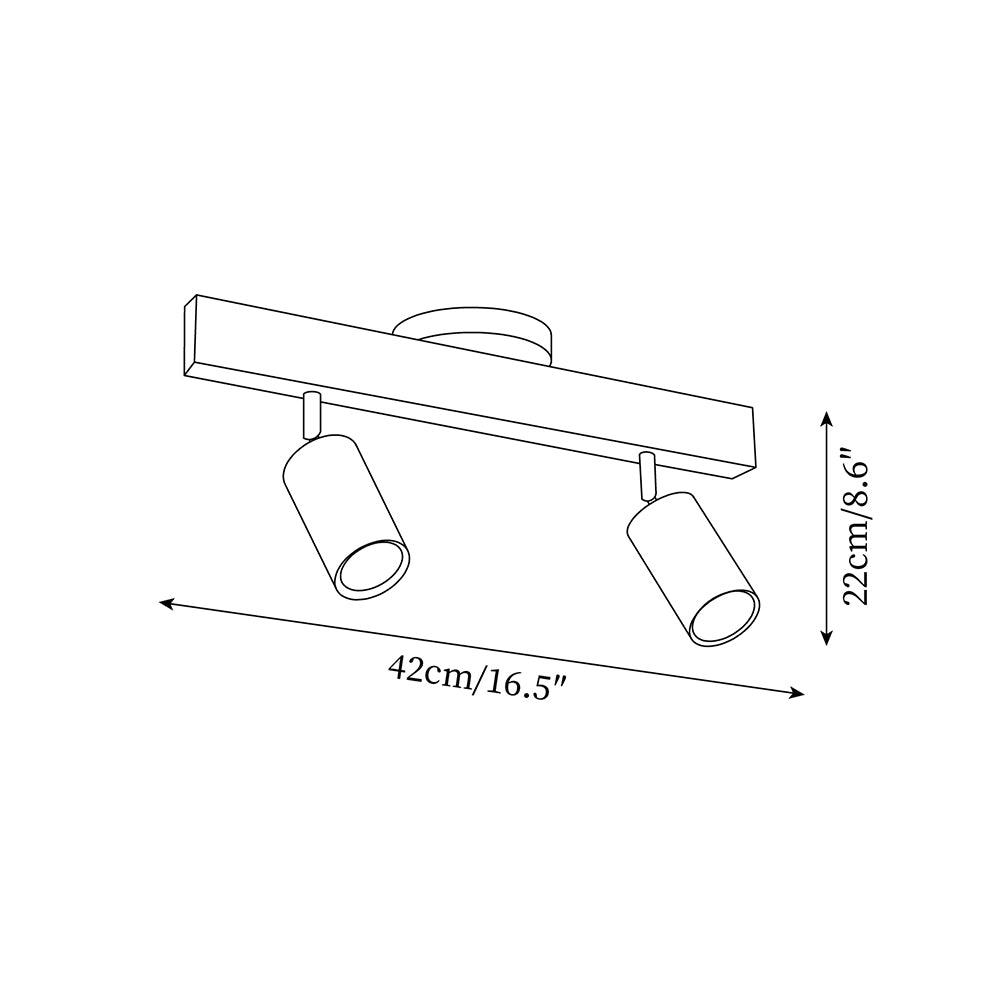 Adjustable Track Light with Wood Accent - 2/3/4/5 Spotlight Heads - Ceiling Mount LED - Warm Light for Kitchen, Hallway, Living Room | Lonoma