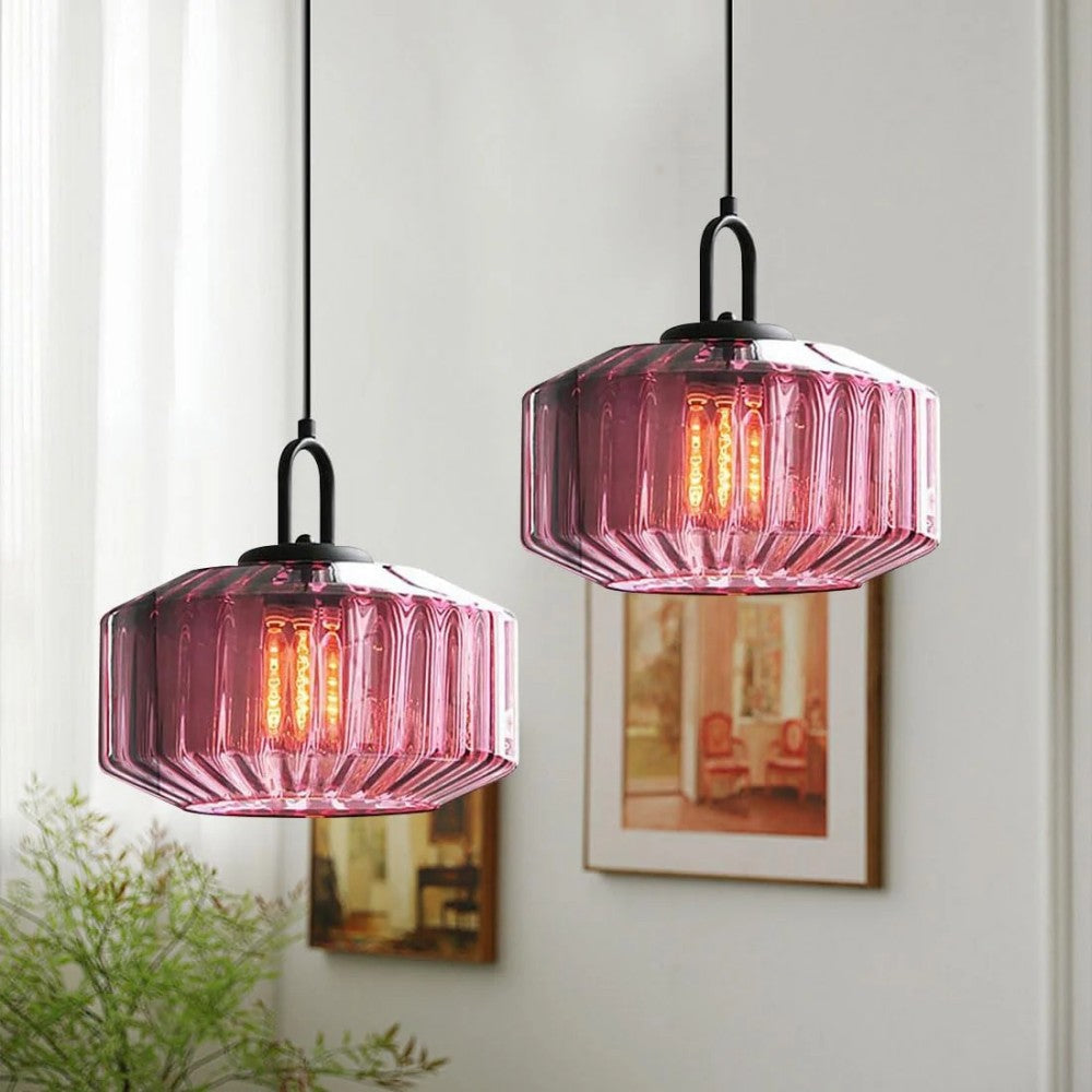Hand-Blown Glass Pendant Light, 11 in Integrated LED Hanging Fixture for Kitchen, Dining Room, Hallway, Entryway & Bedroom Ceiling | Lonoma