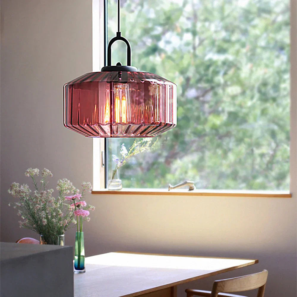 Hand-Blown Glass Pendant Light, 11 in Integrated LED Hanging Fixture for Kitchen, Dining Room, Hallway, Entryway & Bedroom Ceiling | Lonoma