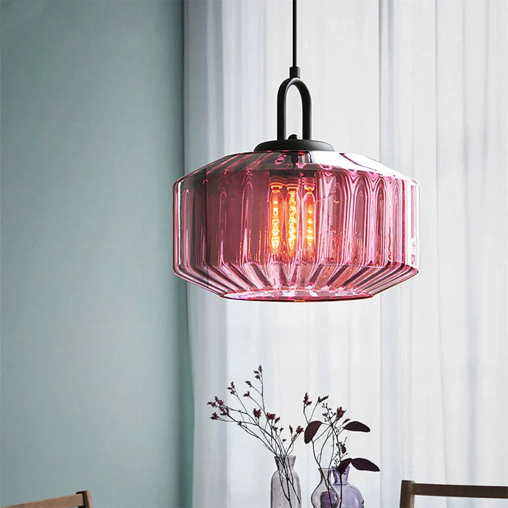 Hand-Blown Glass Pendant Light, 11 in Integrated LED Hanging Fixture for Kitchen, Dining Room, Hallway, Entryway & Bedroom Ceiling | Lonoma