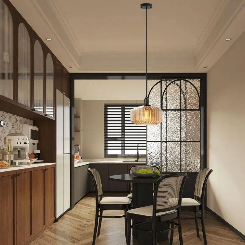 Hand-Blown Glass Pendant Light, 11 in Integrated LED Hanging Fixture for Kitchen, Dining Room, Hallway, Entryway & Bedroom Ceiling | Lonoma