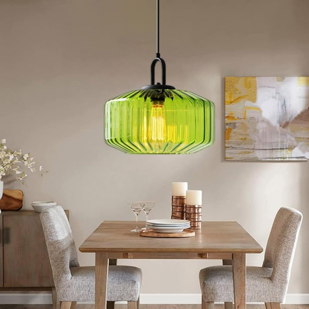Hand-Blown Glass Pendant Light, 11 in Integrated LED Hanging Fixture for Kitchen, Dining Room, Hallway, Entryway & Bedroom Ceiling | Lonoma