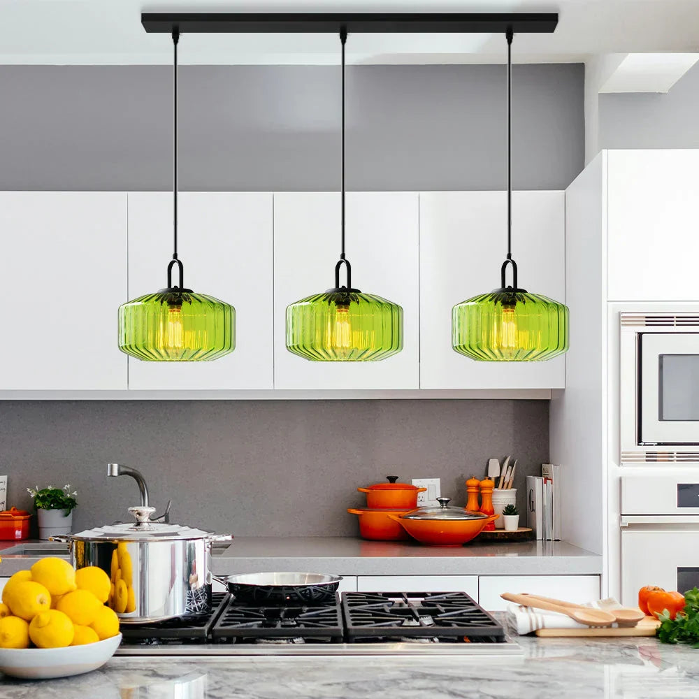 Hand-Blown Glass Pendant Light, 11 in Integrated LED Hanging Fixture for Kitchen, Dining Room, Hallway, Entryway & Bedroom Ceiling | Lonoma