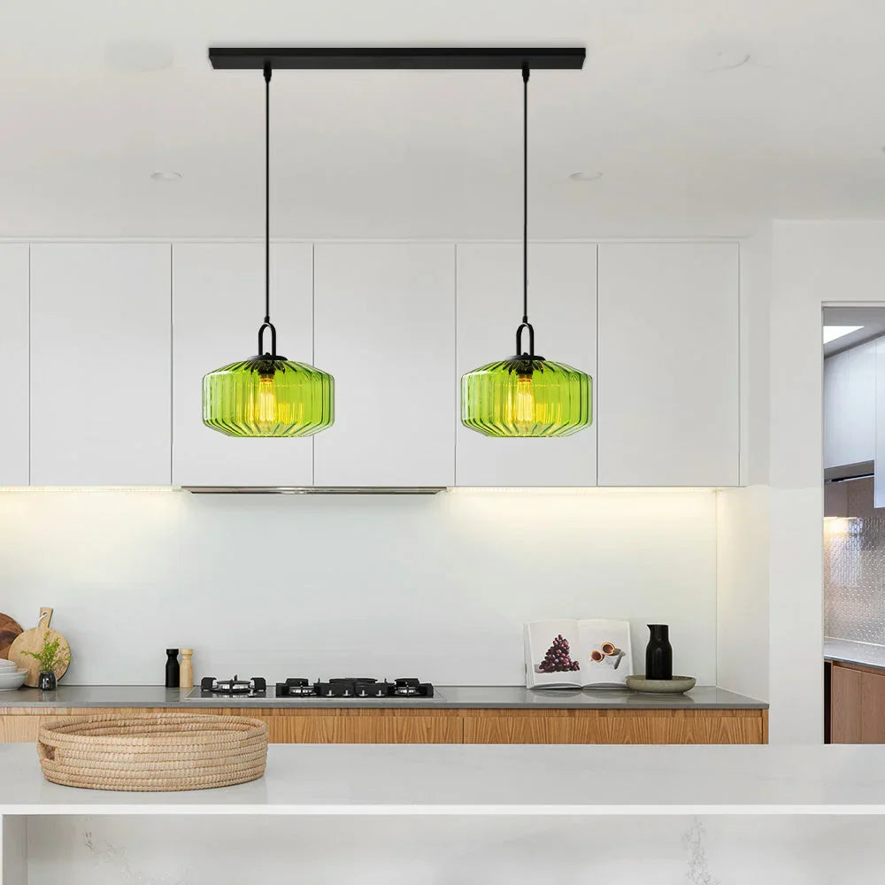 Hand-Blown Glass Pendant Light, 11 in Integrated LED Hanging Fixture for Kitchen, Dining Room, Hallway, Entryway & Bedroom Ceiling | Lonoma