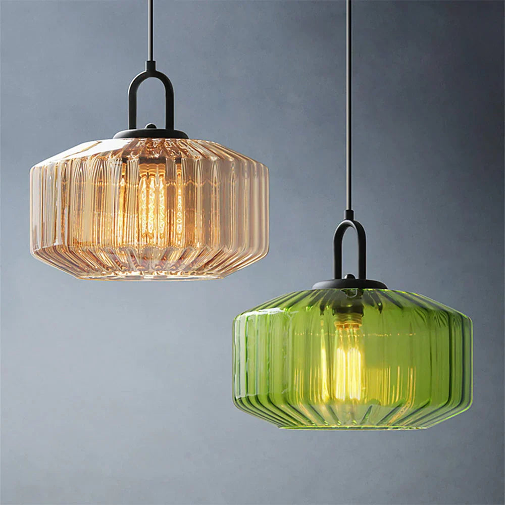 Hand-Blown Glass Pendant Light, 11 in Integrated LED Hanging Fixture for Kitchen, Dining Room, Hallway, Entryway & Bedroom Ceiling | Lonoma
