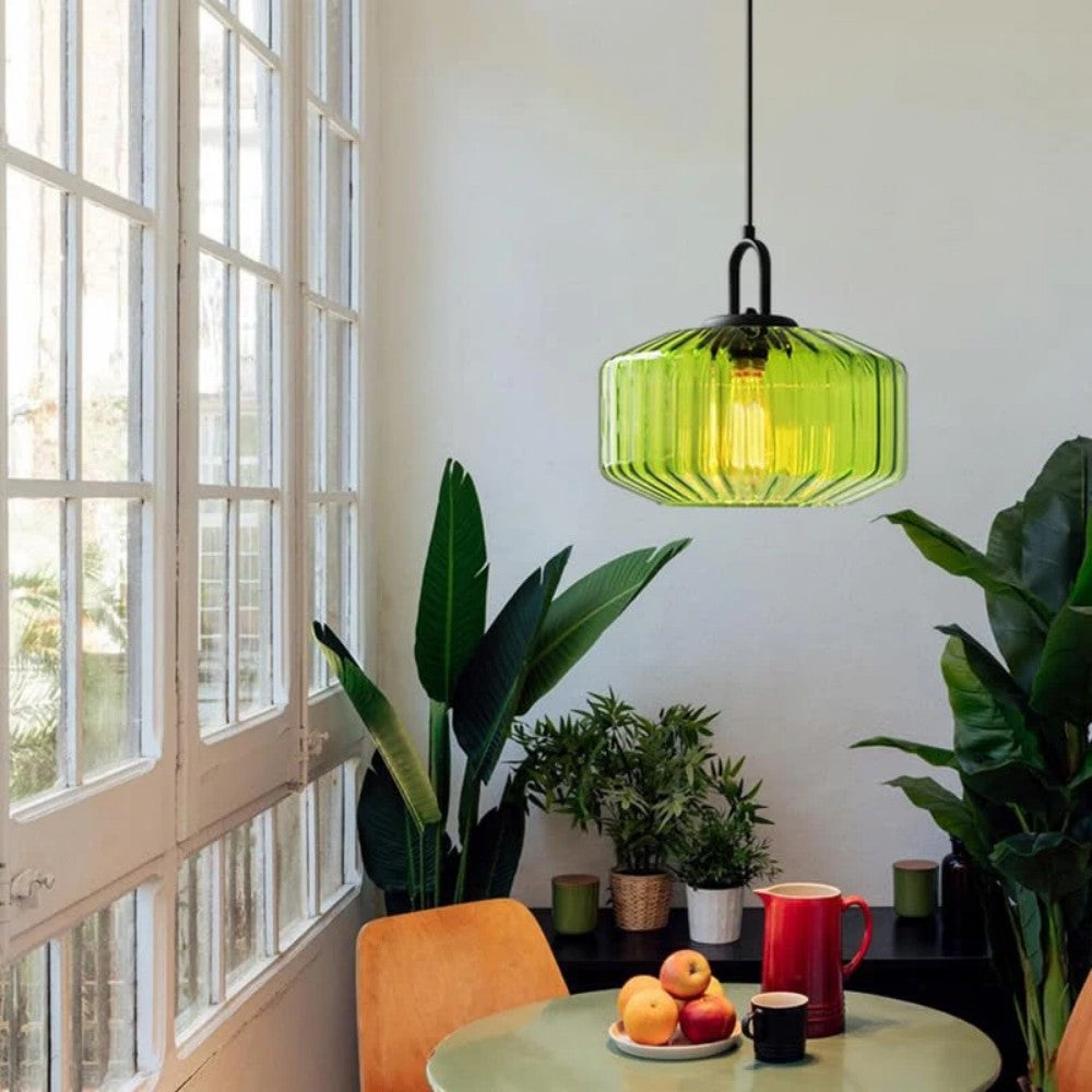 Hand-Blown Glass Pendant Light, 11 in Integrated LED Hanging Fixture for Kitchen, Dining Room, Hallway, Entryway & Bedroom Ceiling | Lonoma