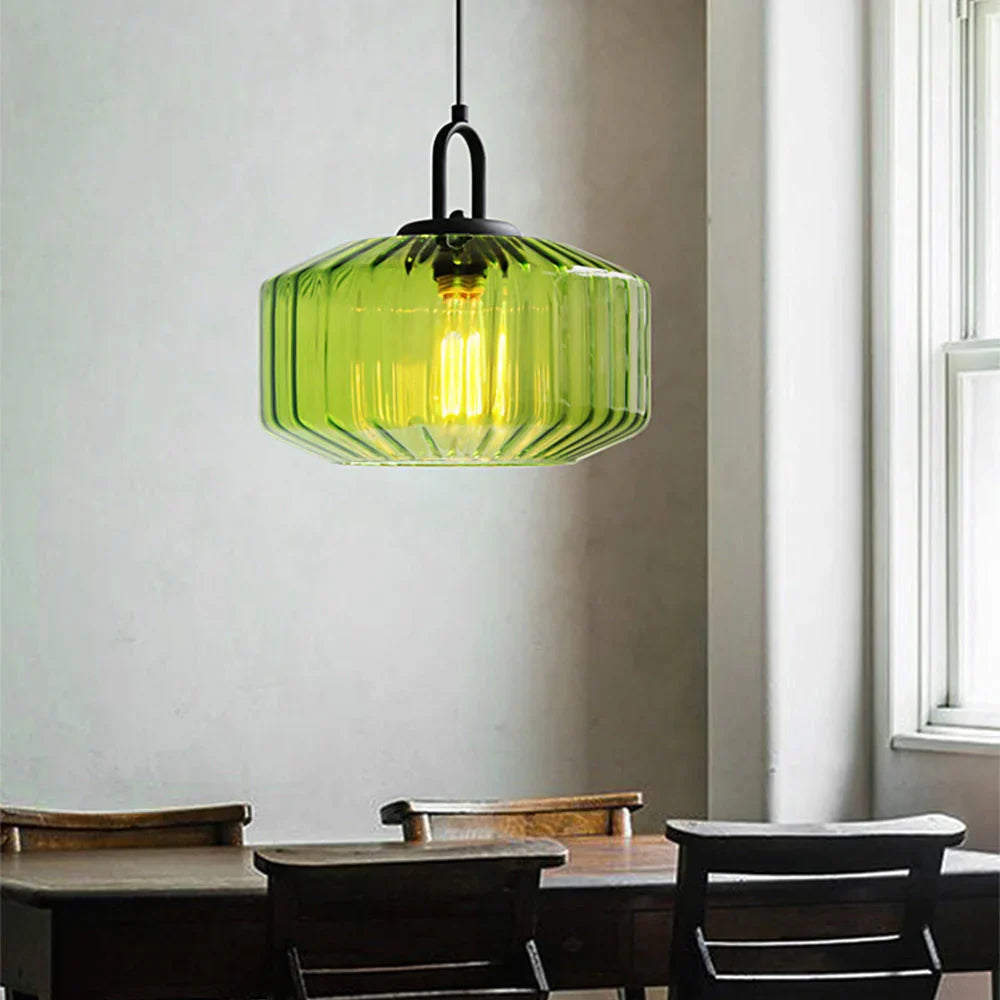 Hand-Blown Glass Pendant Light, 11 in Integrated LED Hanging Fixture for Kitchen, Dining Room, Hallway, Entryway & Bedroom Ceiling | Lonoma