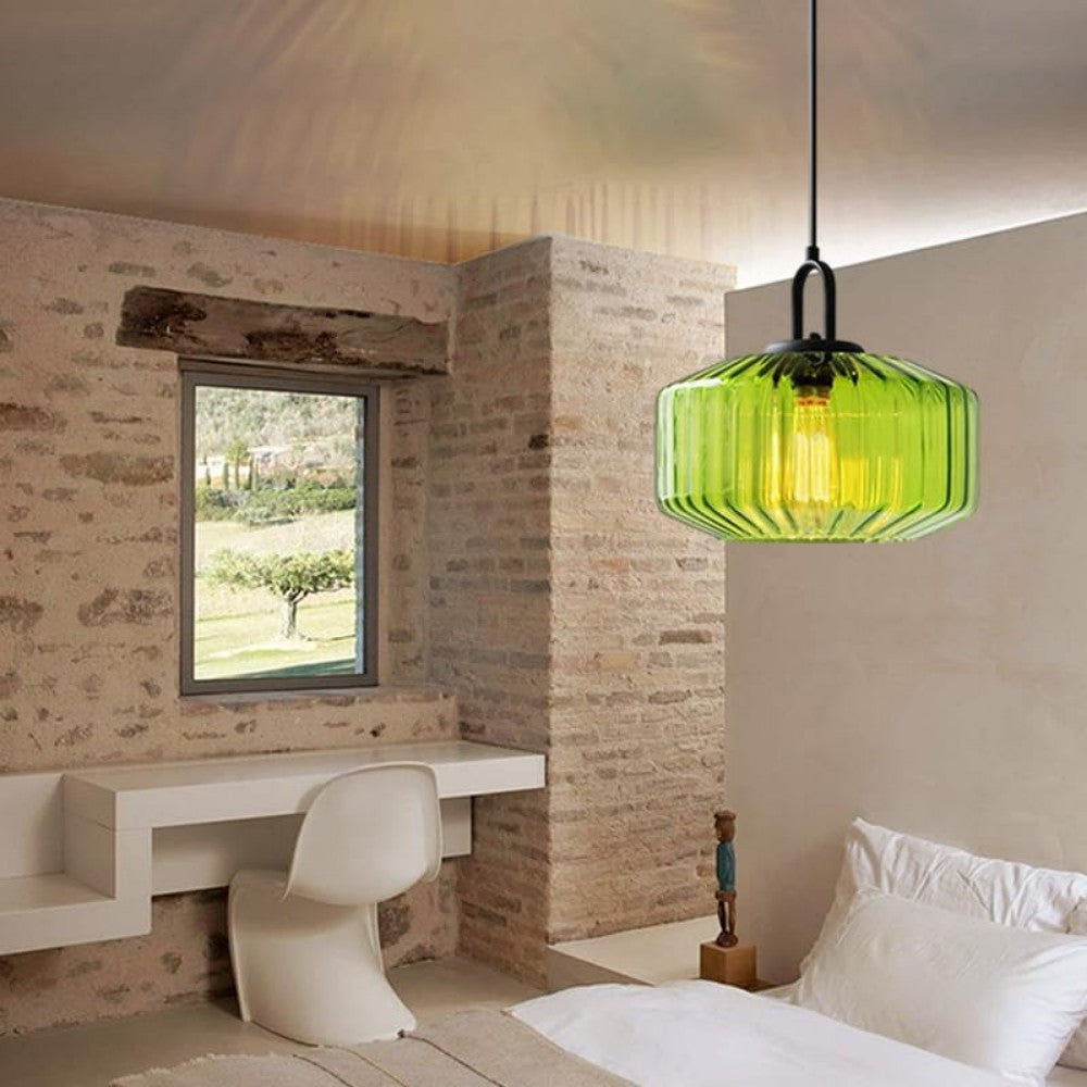 Hand-Blown Glass Pendant Light, 11 in Integrated LED Hanging Fixture for Kitchen, Dining Room, Hallway, Entryway & Bedroom Ceiling | Lonoma