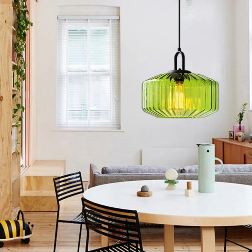 Hand-Blown Glass Pendant Light, 11 in Integrated LED Hanging Fixture for Kitchen, Dining Room, Hallway, Entryway & Bedroom Ceiling | Lonoma