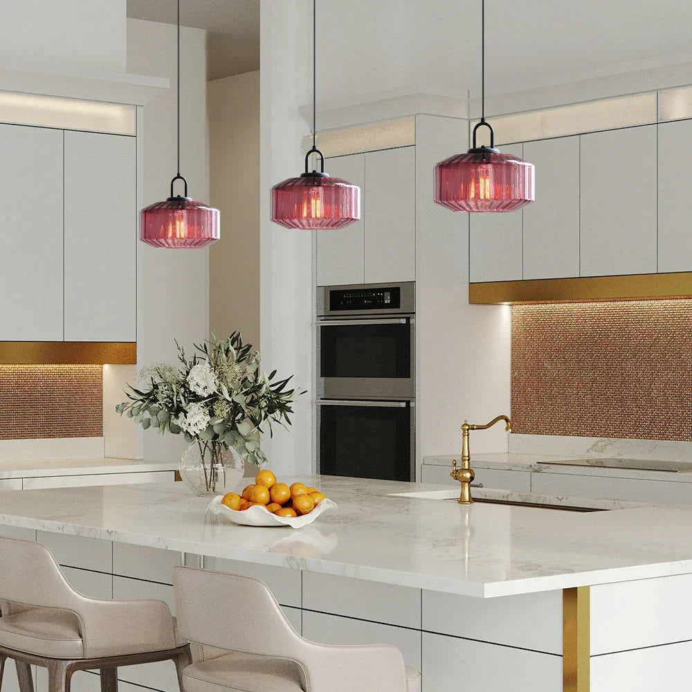 Hand-Blown Glass Pendant Light, 11 in Integrated LED Hanging Fixture for Kitchen, Dining Room, Hallway, Entryway & Bedroom Ceiling | Lonoma
