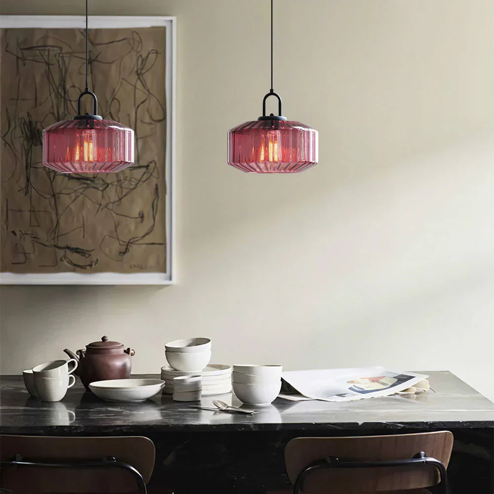Hand-Blown Glass Pendant Light, 11 in Integrated LED Hanging Fixture for Kitchen, Dining Room, Hallway, Entryway & Bedroom Ceiling | Lonoma