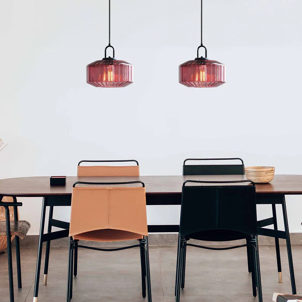 Hand-Blown Glass Pendant Light, 11 in Integrated LED Hanging Fixture for Kitchen, Dining Room, Hallway, Entryway & Bedroom Ceiling | Lonoma