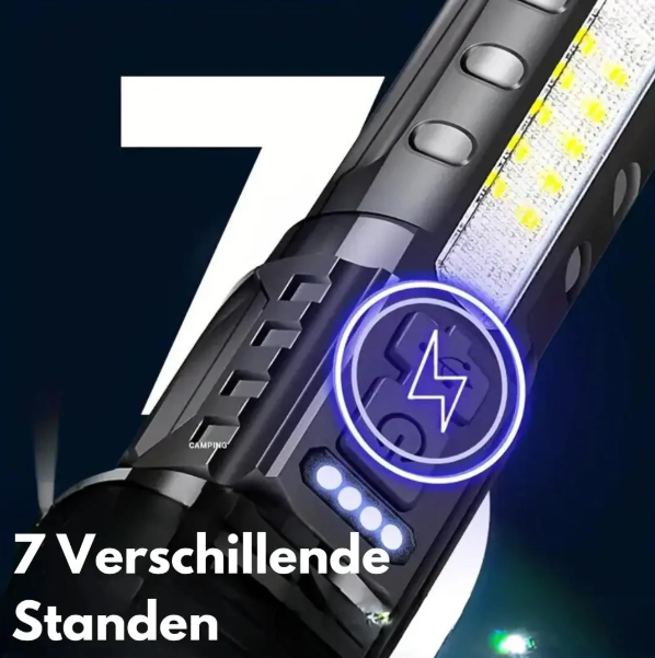 Lampe Tactique LED Rechargeable USB 5000 Lumens Étanche Antichoc Zoomable 5 Modes Compacte Ultra Puissante | Koossa