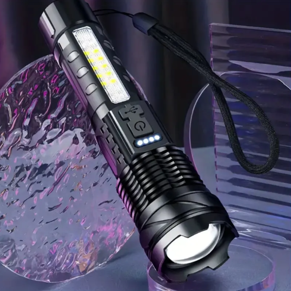 Lampe Tactique LED Rechargeable USB 5000 Lumens Étanche Antichoc Zoomable 5 Modes Compacte Ultra Puissante | Koossa